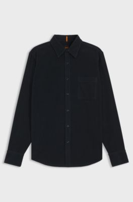 Regular-fit shirt in cotton corduroy, Dark Blue