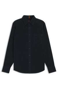 Regular-fit shirt in cotton corduroy, Dark Blue