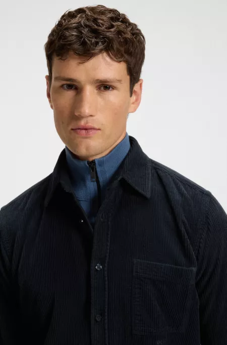 Regular-fit shirt in cotton corduroy