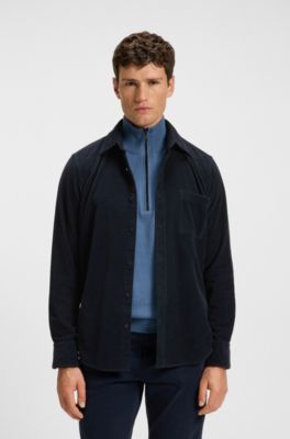 Regular-fit shirt in cotton corduroy, Dark Blue