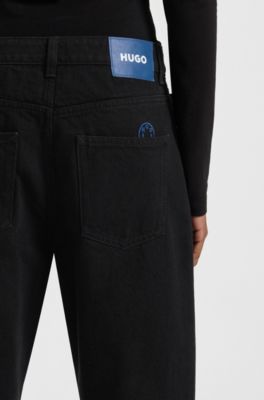 Relaxed-fit jeans in black denim, Black