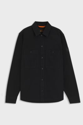Oversized-fit overshirt in cotton piqu&eacute;, Black