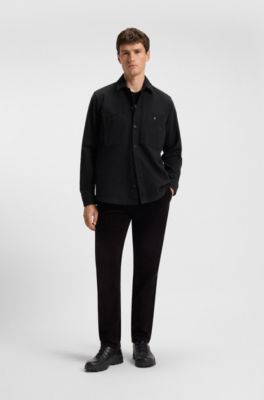 Oversized-fit overshirt in cotton piqu&eacute;, Black