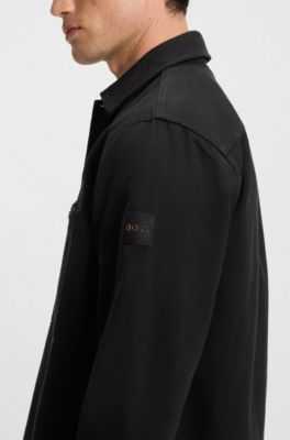 Oversized-fit overshirt in cotton piqu&eacute;, Black