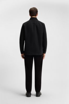 Oversized-fit overshirt in cotton piqu&eacute;, Black
