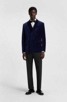 Modern-fit broek van stretchdobby, Zwart
