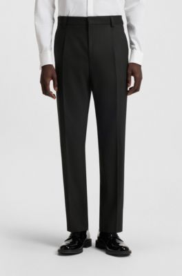 Modern-fit broek van stretchdobby, Zwart