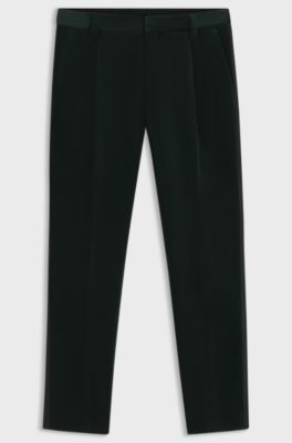 Slim-fit trousers in cotton velvet, Dark Green