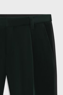 Slim-fit trousers in cotton velvet, Dark Green
