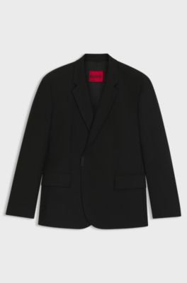 Slim-fit suit jacket with logo closure, Black