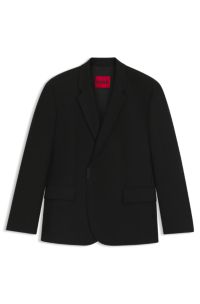 Slim-fit suit jacket with logo closure, Black