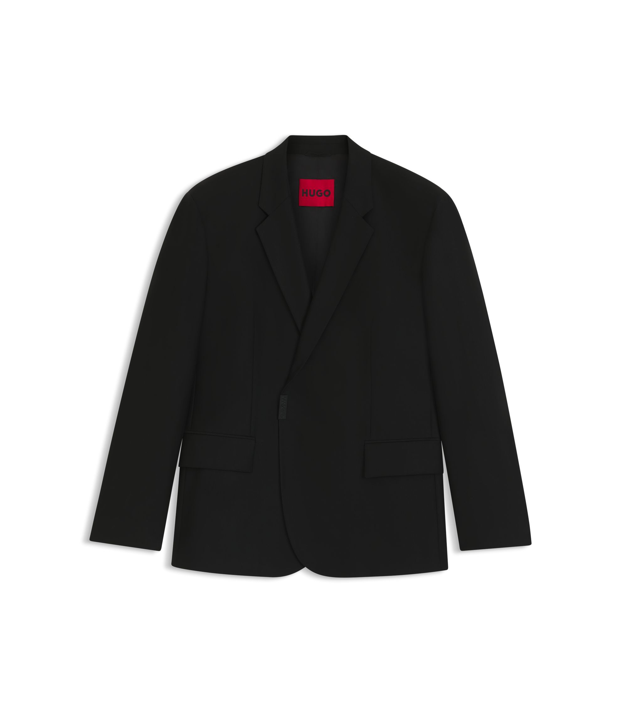 HUGO - Slim-fit suit jacket with logo closure - Black