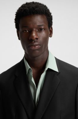 Slim-Fit Sakko mit Logo-Verschluss, Schwarz