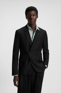 Slim-fit colbert met logosluiting, Zwart