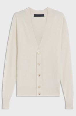 BOSS BY BECKHAM cardigan in 100% cashmere, Light Beige
