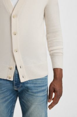 BOSS BY BECKHAM cardigan in 100% cashmere, Light Beige