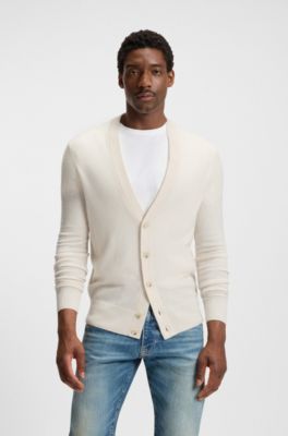 BOSS BY BECKHAM cardigan in 100% cashmere, Light Beige