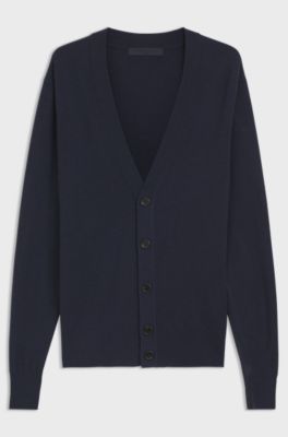 BOSS BY BECKHAM cardigan in 100% cashmere, Dark Blue