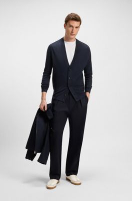 BOSS BY BECKHAM cardigan in 100% cashmere, Dark Blue