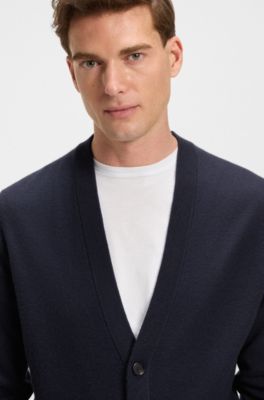 BOSS BY BECKHAM cardigan in 100% cashmere, Dark Blue