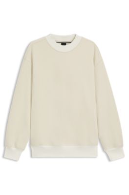 Peached-cotton sweatshirt with contrast trims, Natural