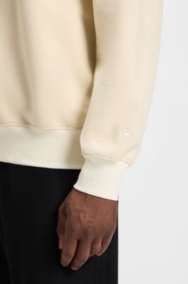 Peached-cotton sweatshirt with contrast trims, Natural