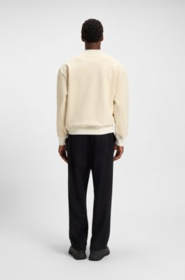 Peached-cotton sweatshirt with contrast trims, Natural