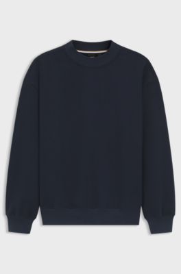 Peached-cotton sweatshirt with contrast trims, Dark Blue