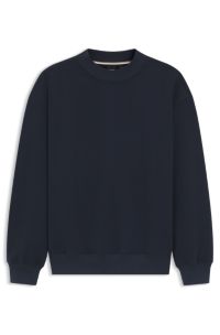 Peached-cotton sweatshirt with contrast trims, Dark Blue