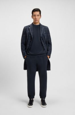 Peached-cotton sweatshirt with contrast trims, Dark Blue