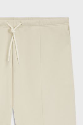 Modern-fit tracksuit bottoms in peached cotton, Natural