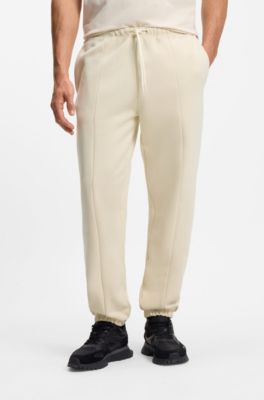 Modern-fit tracksuit bottoms in peached cotton, Natural