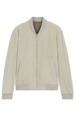 BECKHAM x BOSS bomber jacket in suede, Light Beige