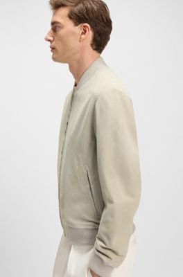 BECKHAM x BOSS bomber jacket in suede, Light Beige
