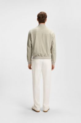 BECKHAM x BOSS bomber jacket in suede, Light Beige