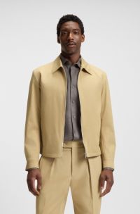 BECKHAM x BOSS cotton-blend jacket with zipped closure, Light Beige