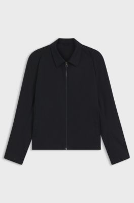 BOSS BY BECKHAM cotton-blend jacket with zipped closure, Dark Blue