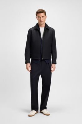 BOSS BY BECKHAM cotton-blend jacket with zipped closure, Dark Blue