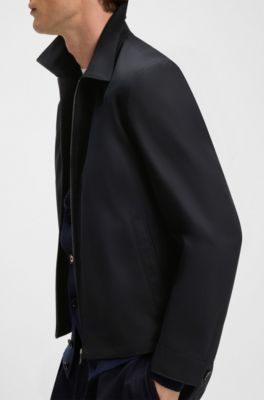 BOSS BY BECKHAM cotton-blend jacket with zipped closure, Dark Blue