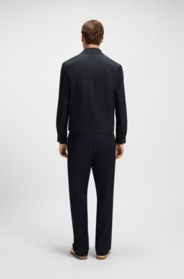 BOSS BY BECKHAM cotton-blend jacket with zipped closure, Dark Blue