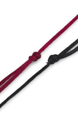 Two cord cuffs with split-logo plaques, Multicoloured