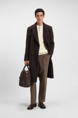 Relaxed-fit sweatshirt with concealed Henley neckline, Natural