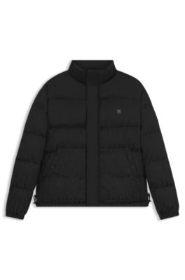 Water-repellent jacket with jacquard pattern, Black