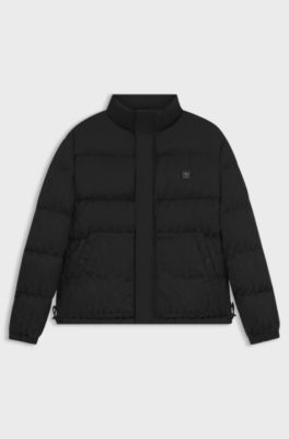 Water-repellent jacket with jacquard pattern, Black