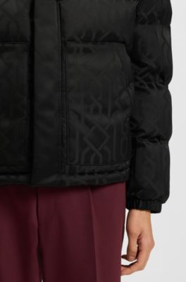 Water-repellent jacket with jacquard pattern, Black