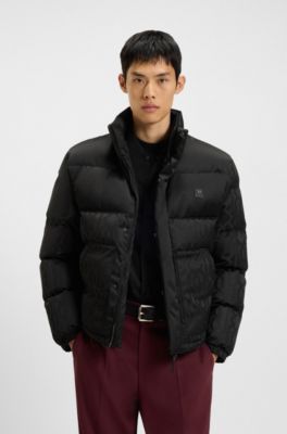 Water-repellent jacket with jacquard pattern, Black