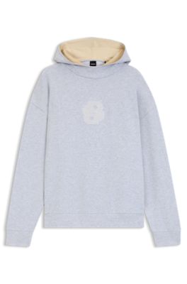 Peached-cotton hoodie with Double B monogram, Light Grey