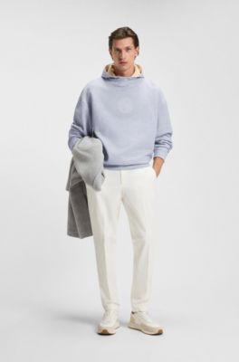 Peached-cotton hoodie with Double B monogram, Light Grey
