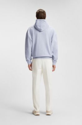 Peached-cotton hoodie with Double B monogram, Light Grey