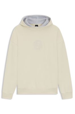 Peached-cotton hoodie with Double B monogram, Light Beige